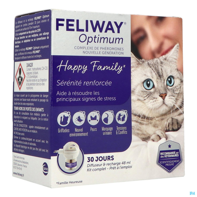 Feliway Optimum Recharge 48ml - Anxiété-Comportement-Stress Chat -  Compléments alimentaires Feliway